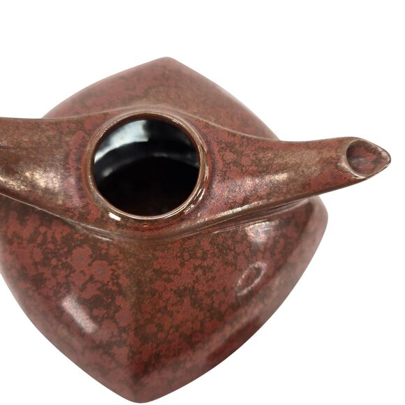 Vintage Mid-Century Modern Teapot Brown Ceramic Angular Speckled Retroneu JE109 - Picture 11 of 11